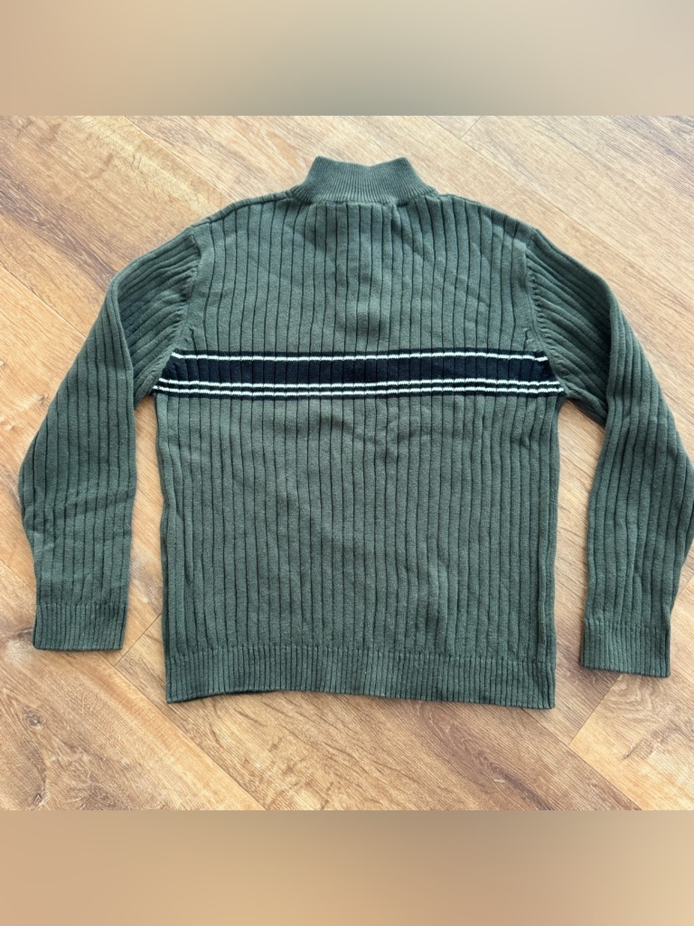 Vtg XG Xtreme Gear Boys S Sweater 1/4 Zip Ribbed Green Blue Stripe Y2K Skater - Picture 8 of 11